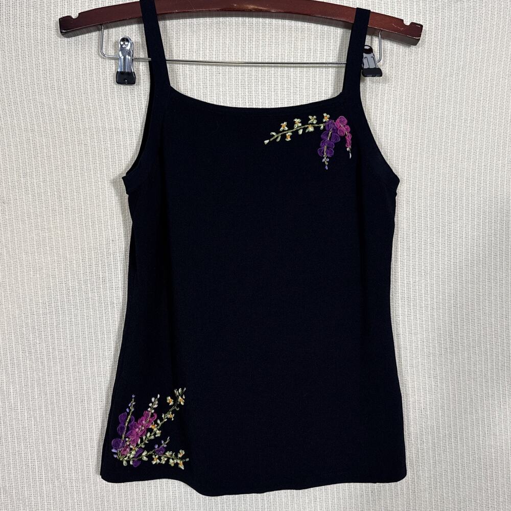 Vintage Joseph A. Applique Tank Silk Blend Cami Whimigoth Romantic Feminine